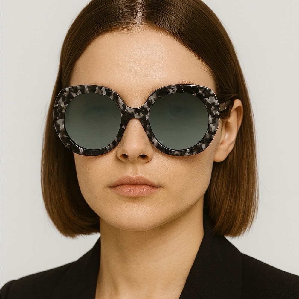 THOM BROWNE GREY HAVANA/SILVER MIRRORED ROUND SUNGLASSES TBS509-54-03A